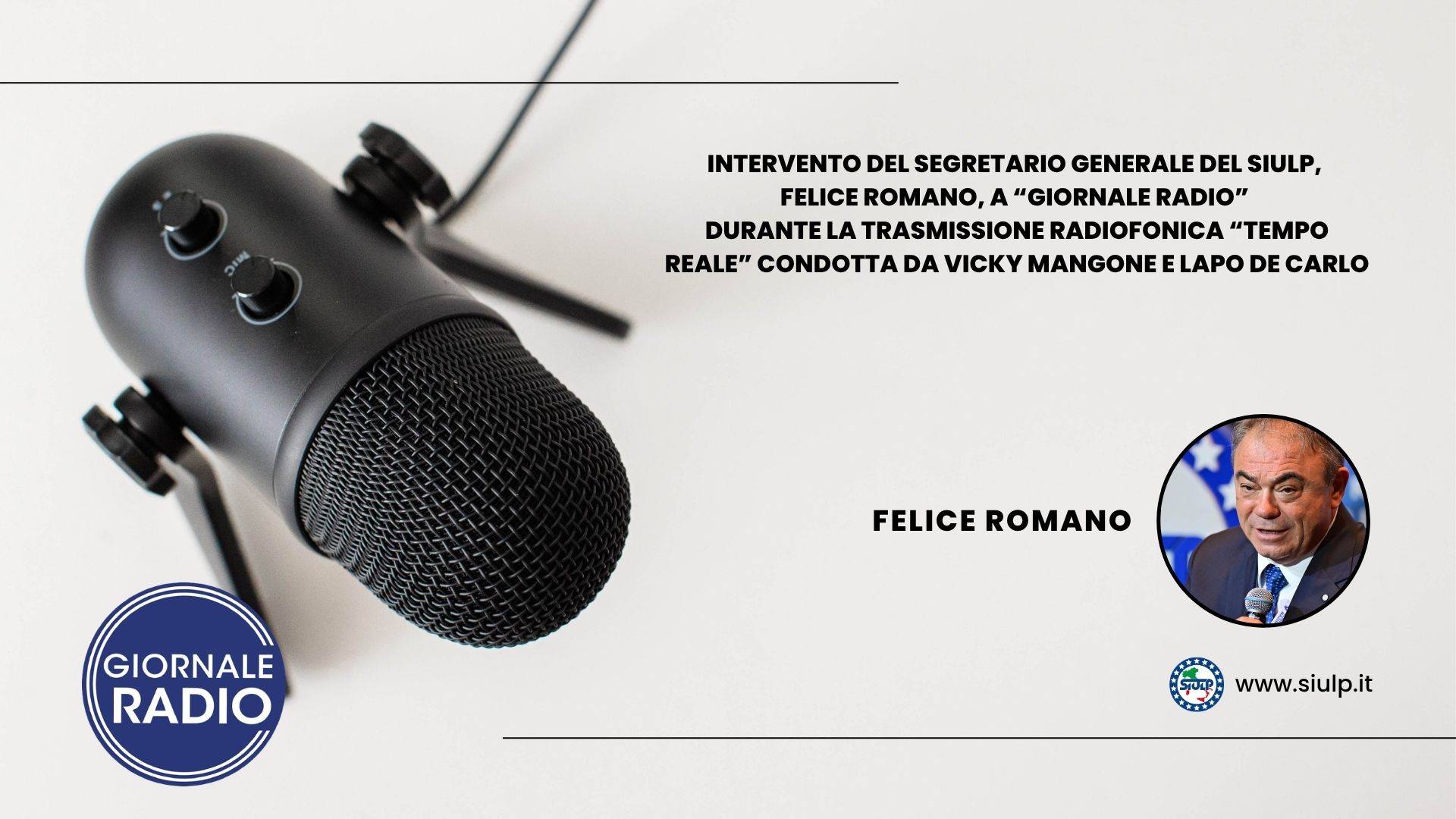 Il Segretario SIULP Felice Romano a "Tempo Reale": Il Drammatico Calo di Vocazione per le Forze dell'Ordine